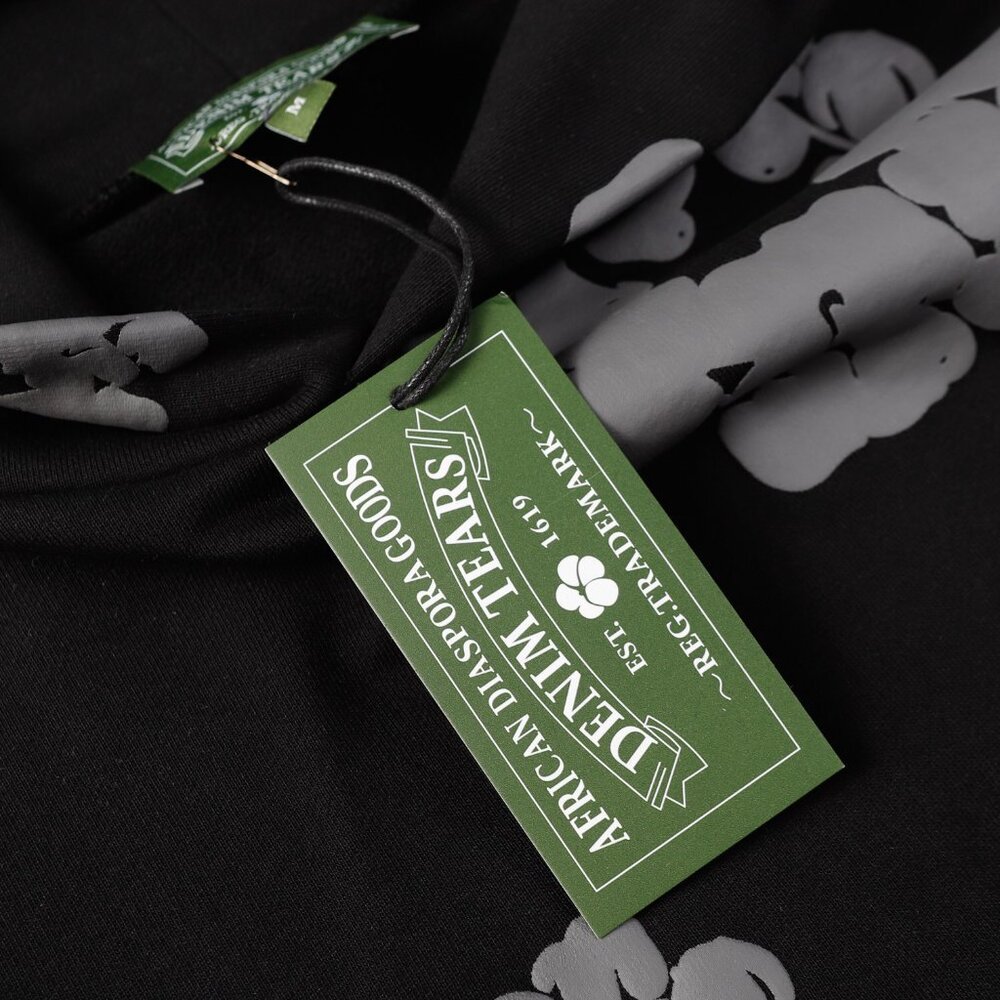 Denim Tears Black Embossed Print Hooded Sweatshirt - Picture 7 of 8